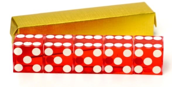 Flush Spots Casino Dice: 3/4 in., High Polish, Razor Edge, Dark Red (Stick of 5) main image